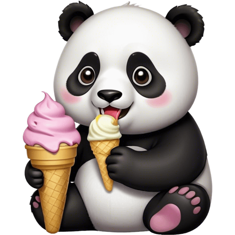 Panda eating ice cream emoji