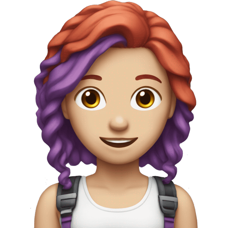 White Girl with red/purple hair and braces emoji