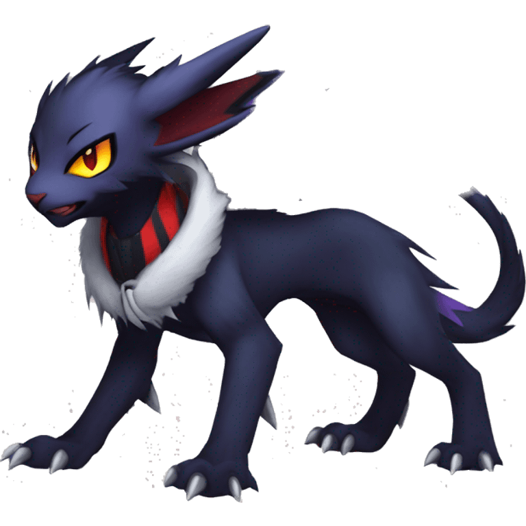 Cool Anthro Dark Absol-Noivern-Quilava-Litten-Pokémon with edgy stripes hoodie spiked collar punk Full Body emoji