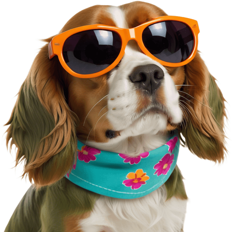 Cavalier king Charles spaniel wearing sunglasses  emoji