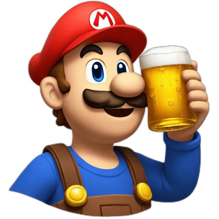 Mario drinking beer emoji