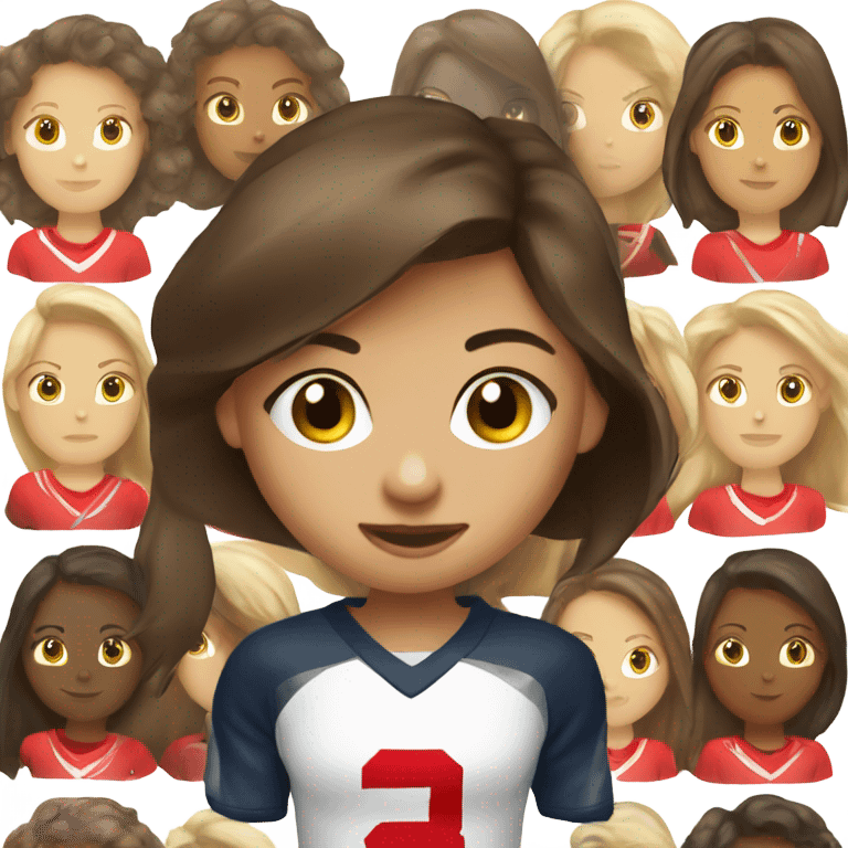 Brunette hair gold eye girl playing flag football emoji