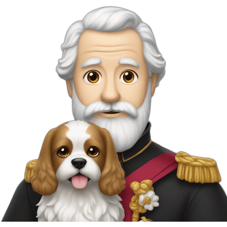 grand homme fin blanc barbu avec un chien en laisse emoji