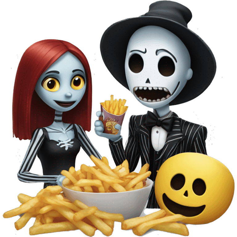 Jack and sally eating fries emoji