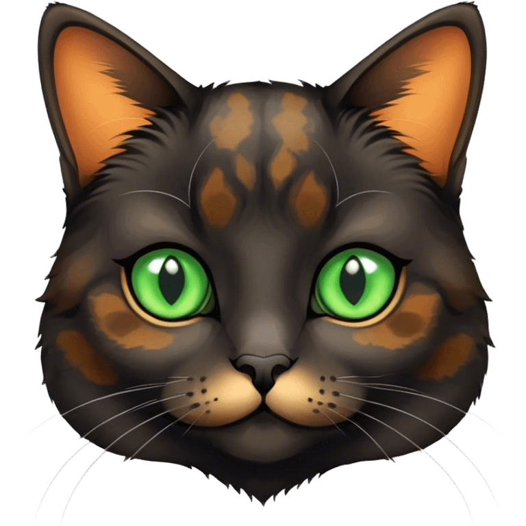 black tortoiseshell girl cat with green eyes emoji