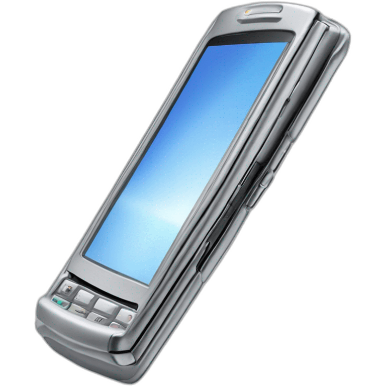 Silver Fold out Motorola Razr V3 mobile device with the iconic clamshell design emoji