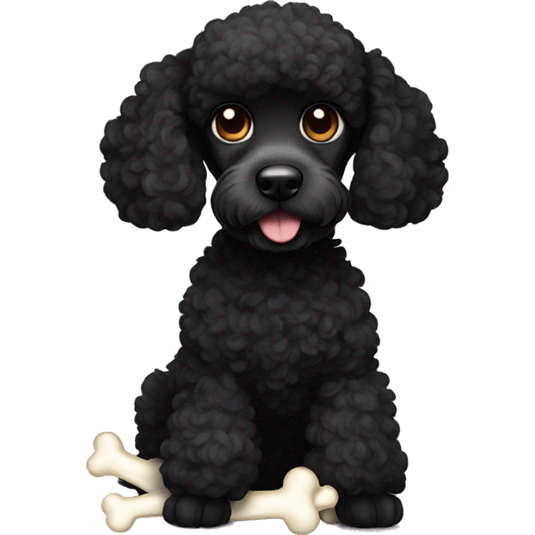 Black poodle with bone  emoji