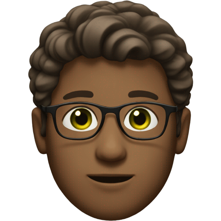 GREEN eyes, male , brown hair, brown glasses wavy hair emoji