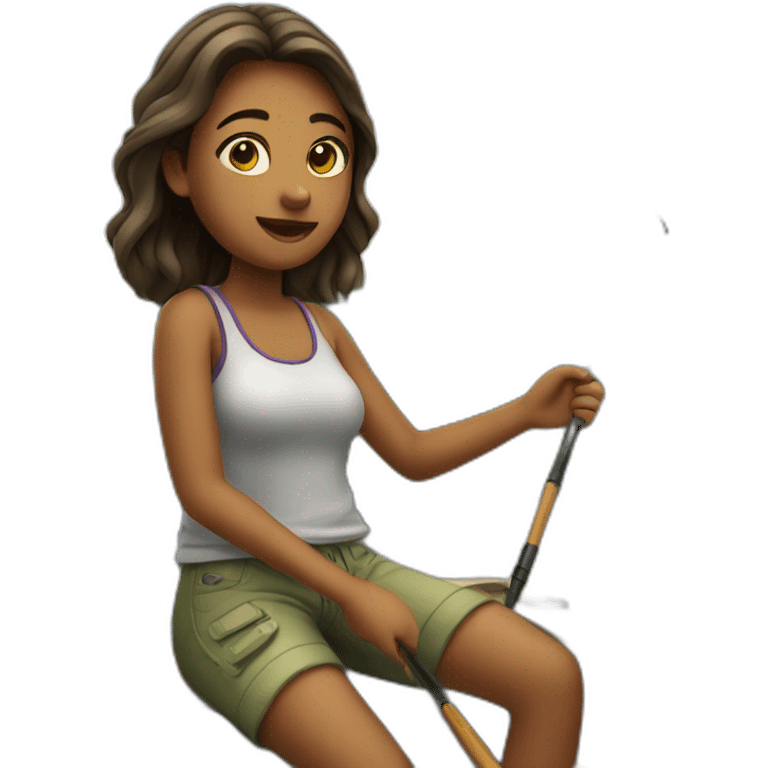 girl fishing on a boat emoji