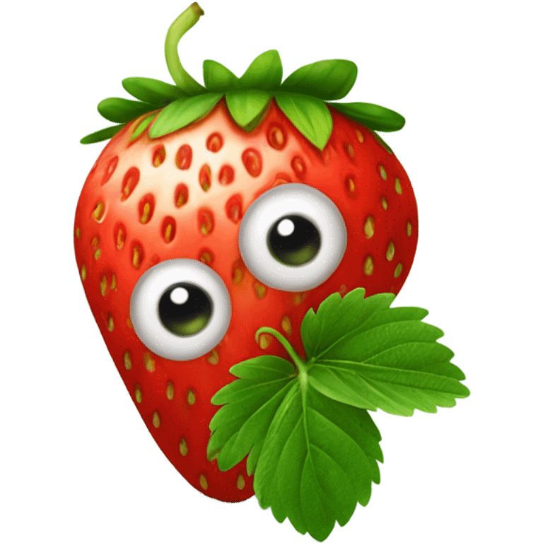 A strawberry with eyes and leafs for legs emoji