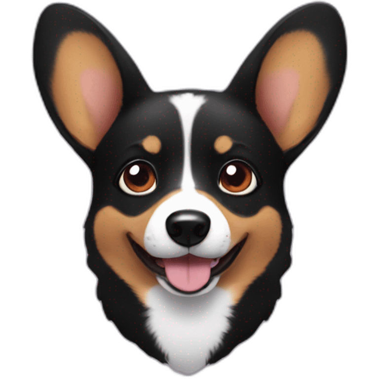 black corgi face with hearts in eyes emoji