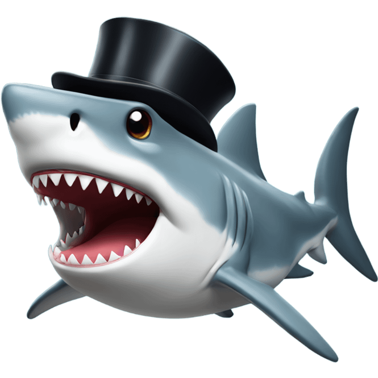 Shark with a top hat emoji