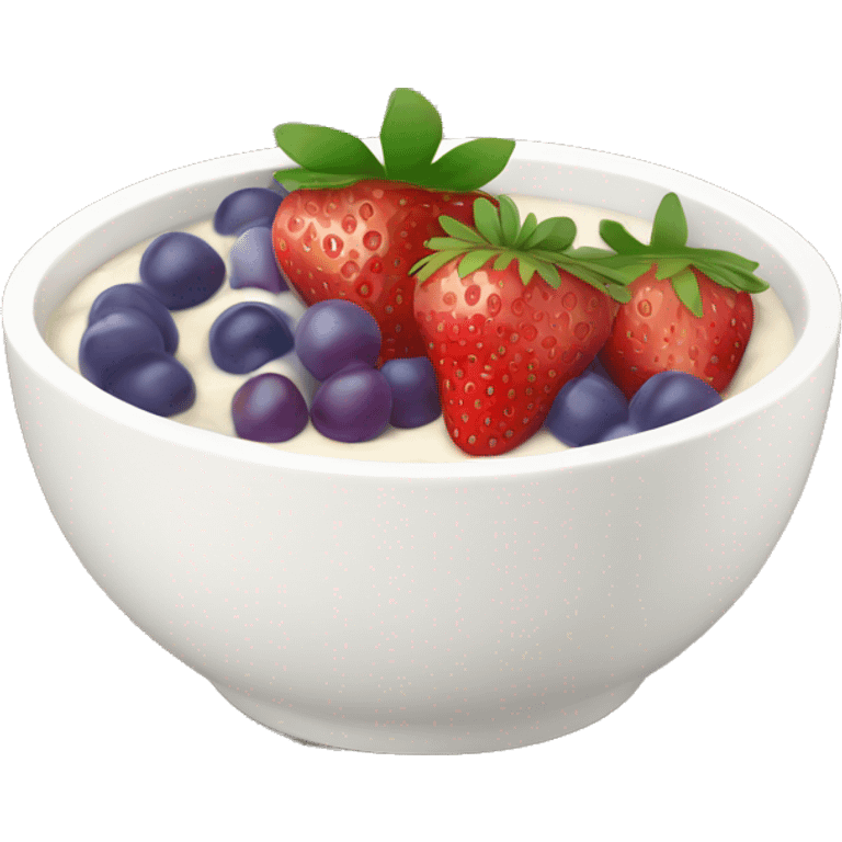 fruit yogurt bowl with strawberries and grapes emoji