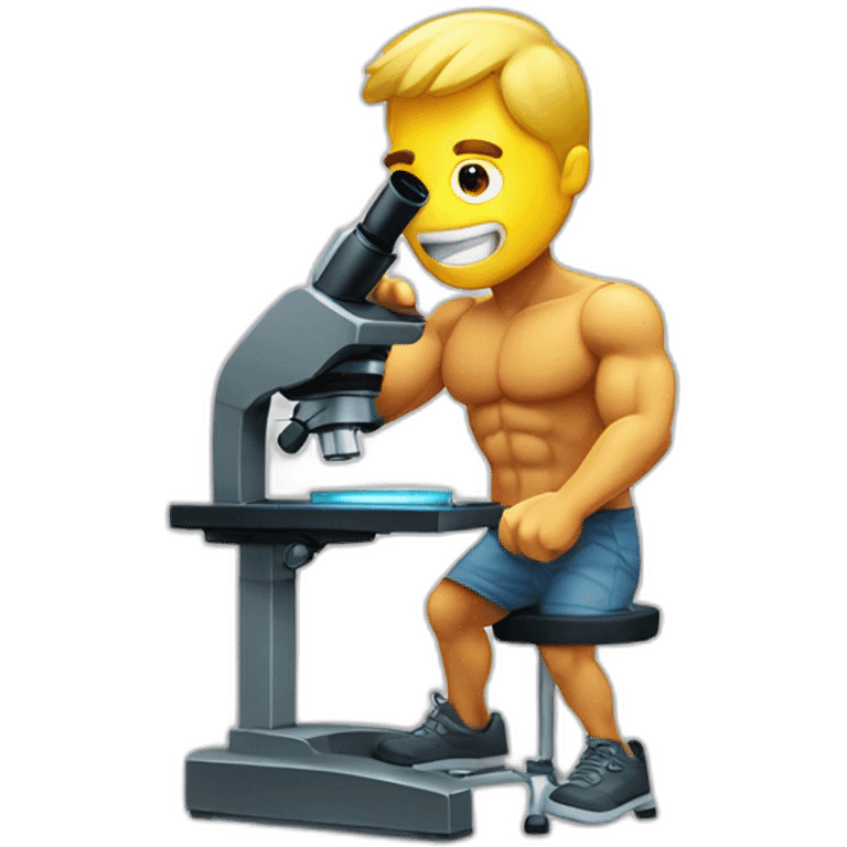 muscular man looks through a microscope emoji