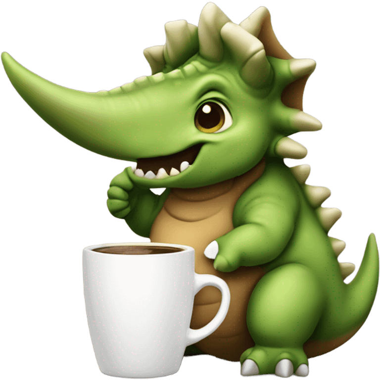 triceratops holding coffee emoji