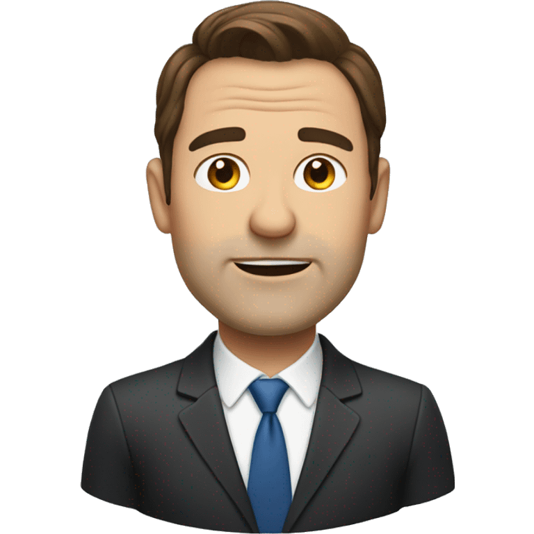 middle aged man with brown hair wearing a suit. Show from the shoulders up emoji