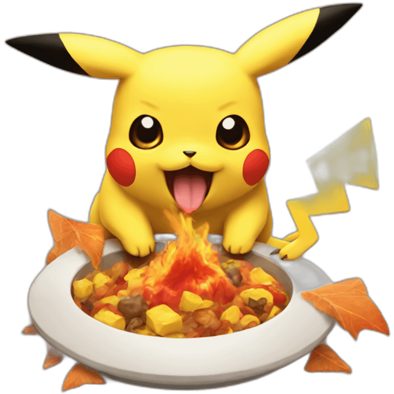 Pikachu eating dracaufeu emoji