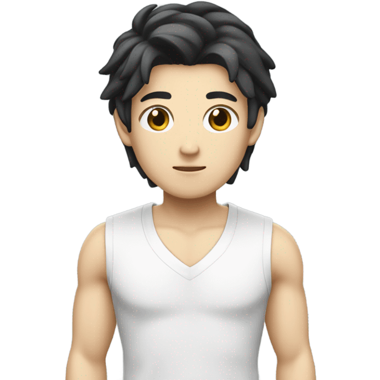 man from japan, white skin, black hair, casual shirt emoji