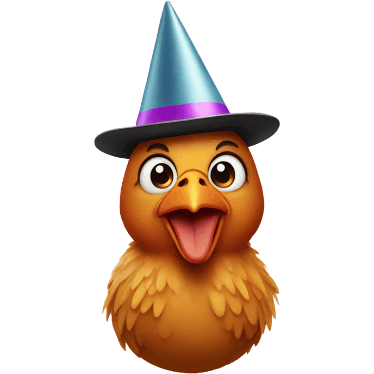 Chicken wearing party hat emoji