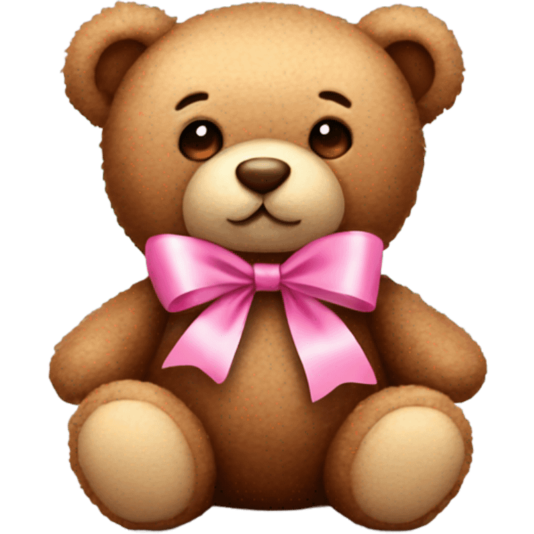 Teddy bear with pink ribbon emoji