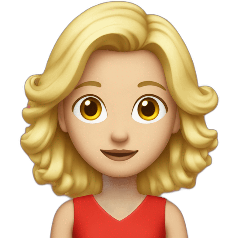 emoji of a blonde girl in a red dress emoji