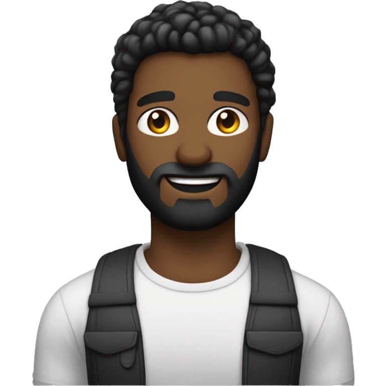 Homem negro, com barba e cabelo preto, com barra acima da cabeça, perna esquerda flexionada a frente do corpo, perna direita estendida para trás emoji