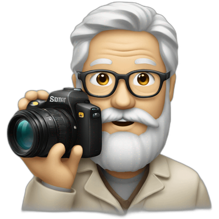 old photographer, beard, camera, taking photos emoji