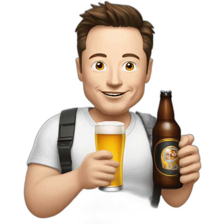 Elon musk holding a beer and a mic emoji