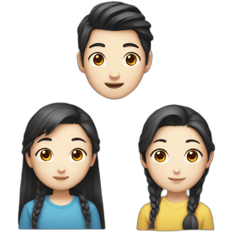 Teen Korean boy with teen Korean girl who has two side pony tails emoji