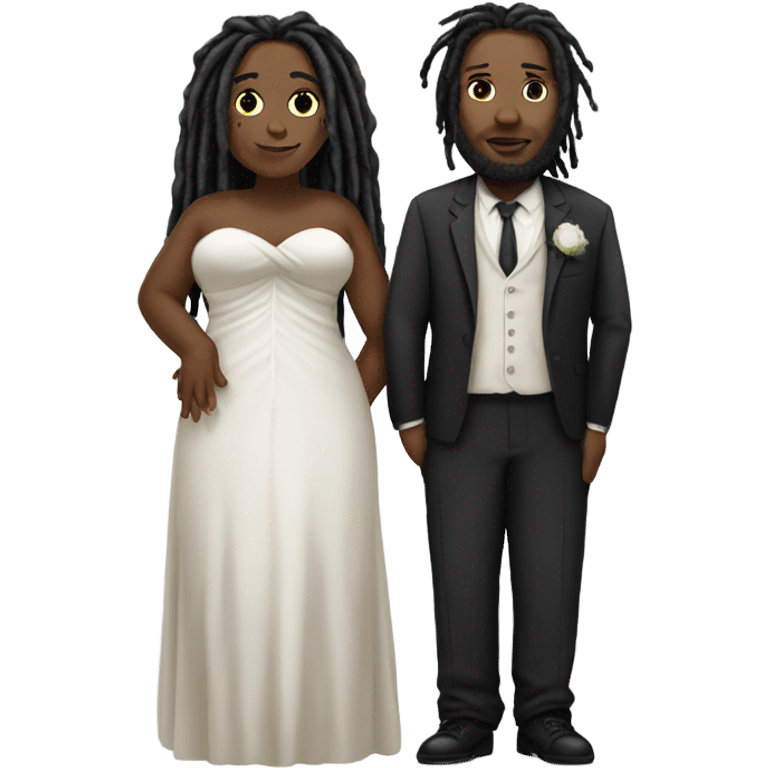 full body Plus size couple with dreads wedding pale emoji