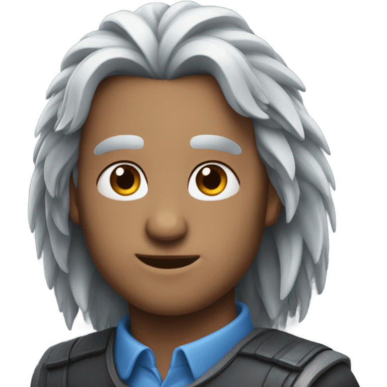 Hot Dad blue eyes long gray feathered hair emoji