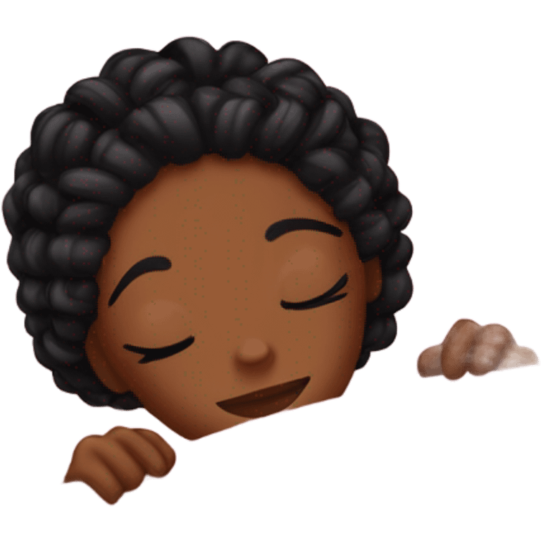 Black girl with braids sleeping, pink bed sheets and silk pillow with nice cat eye lashes emoji