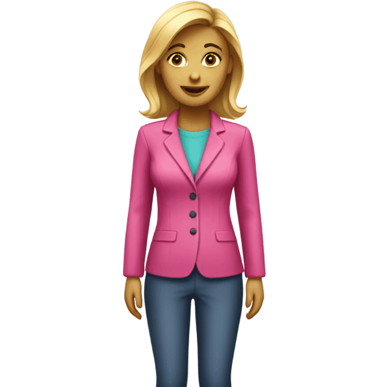 white female employee in intensive pink clothes emoji