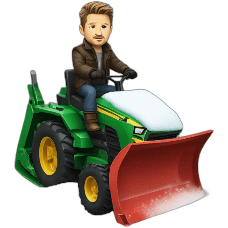 Jeremy Renner riding a snowplough emoji