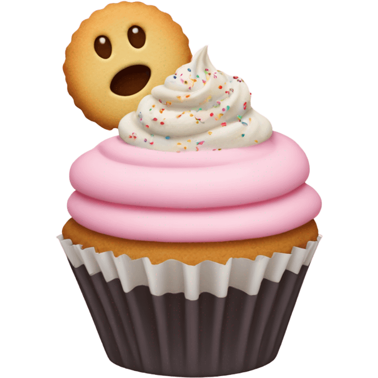 Cupcake with a sugar cookie on top emoji