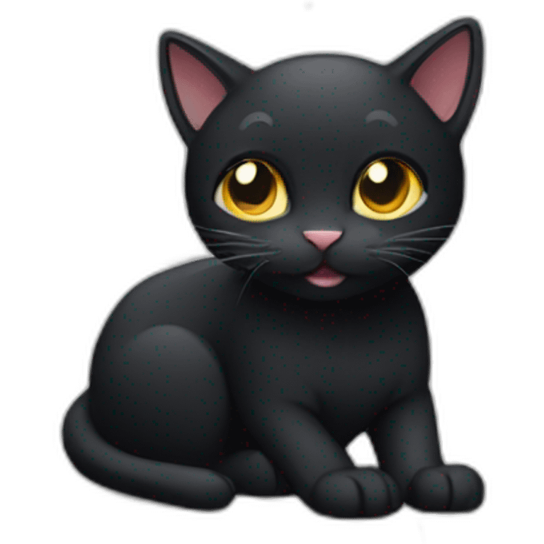 black cat using macbook emoji