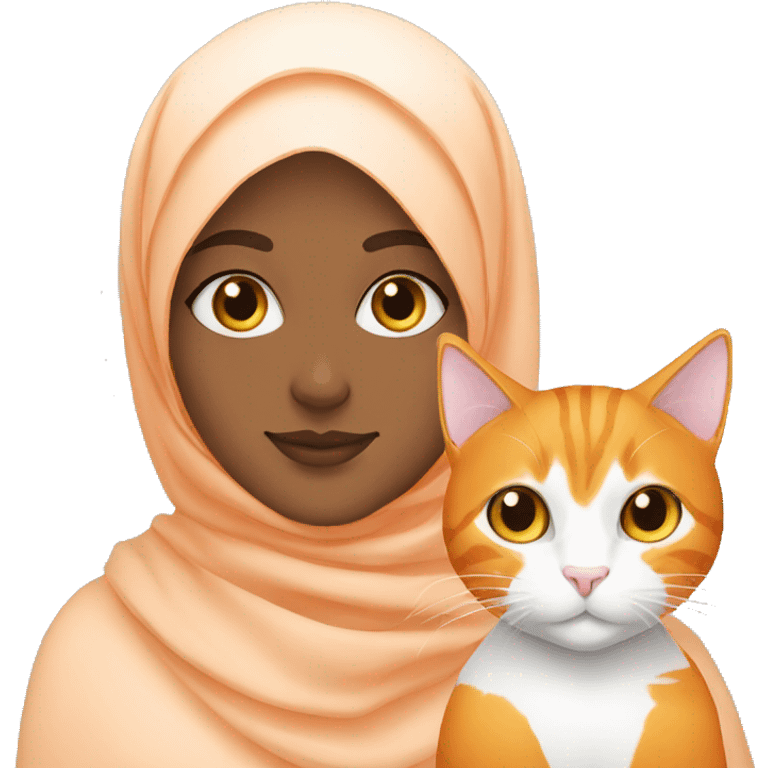 Hijabi girl with orange cat and white cat emoji