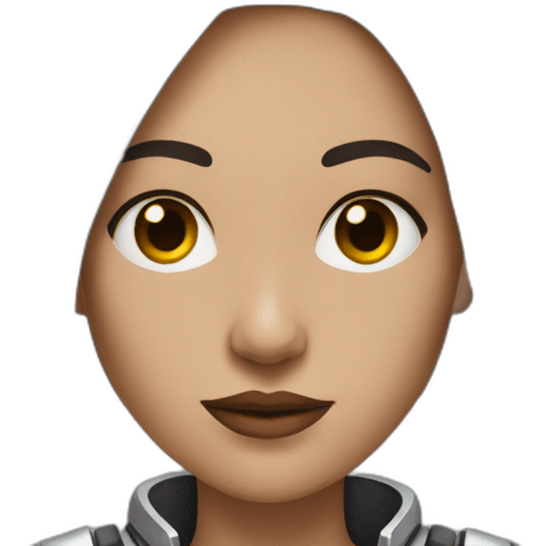 cyborg woman dark brown hair CYBORG emoji