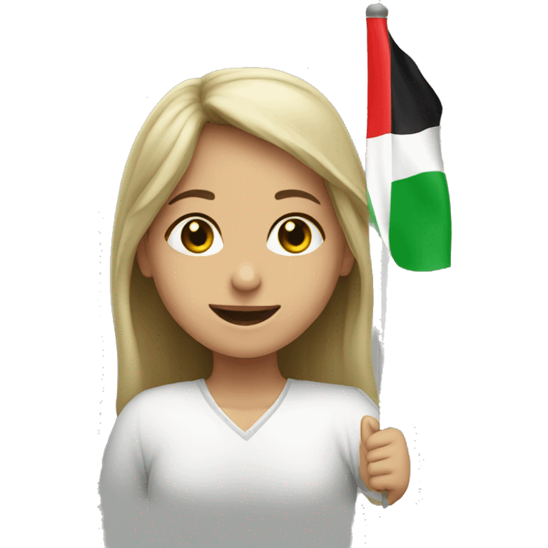 Girl wearing iraqi flag cheering emoji