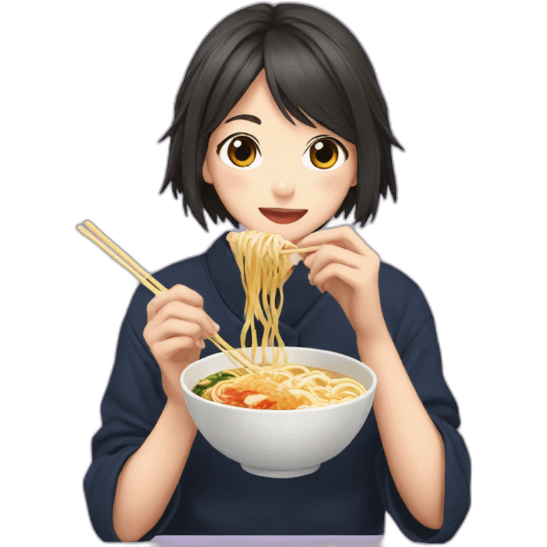 kaori miyazono eating ramen emoji