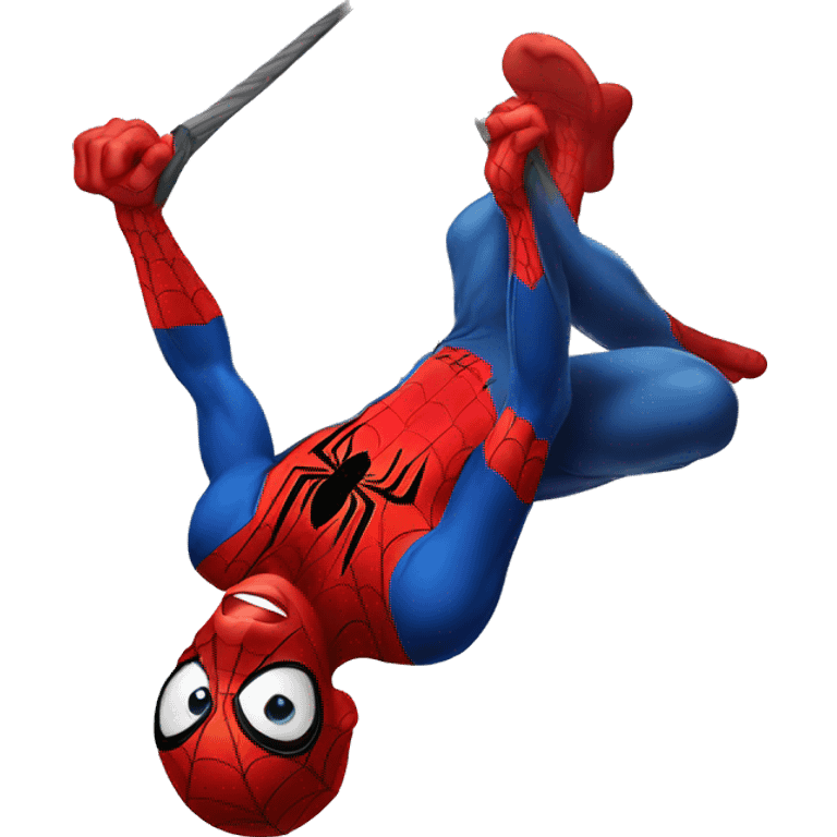 spider man hanging upside down emoji