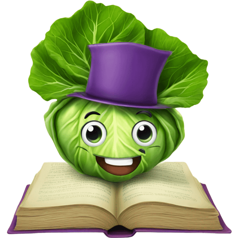 Cabbage with book emoji