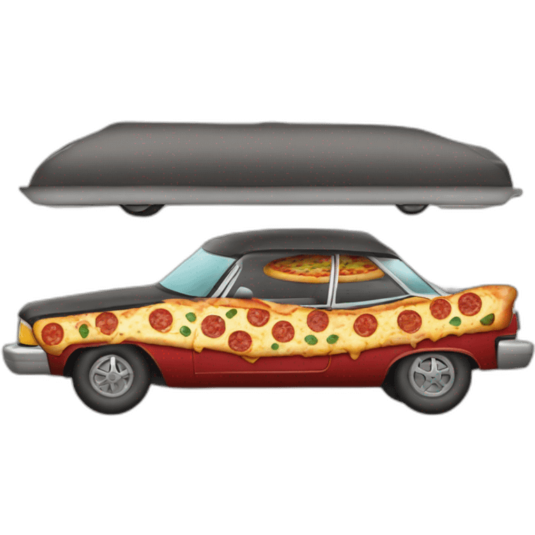 car with pizzas instead of tires emoji