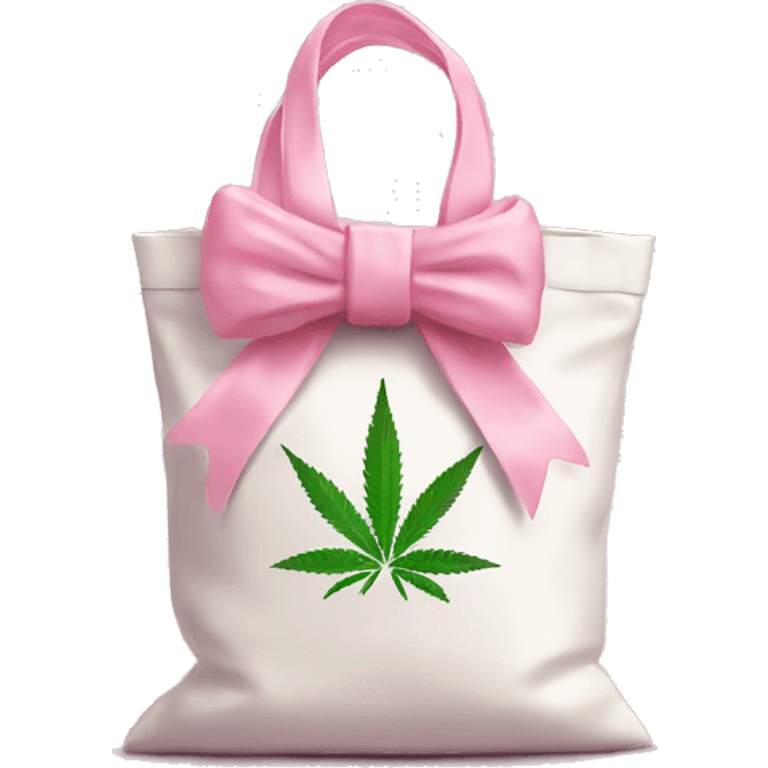 Bag of cbd tied with baby pink bow emoji