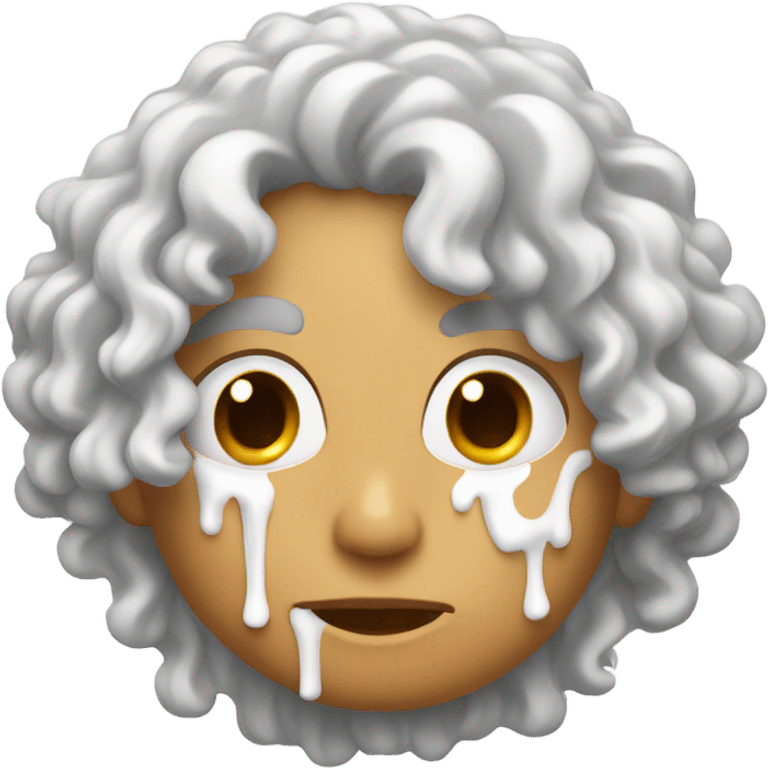 Drip White paint from face curly hair emoji