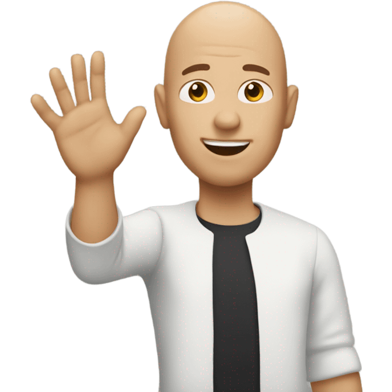 bald guy raising one hand emoji