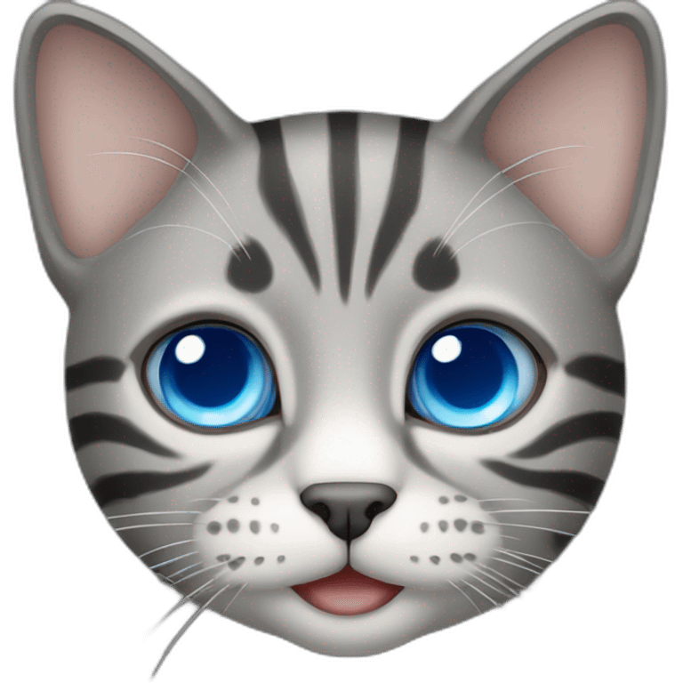 gray stripped cat with blue eyes emoji