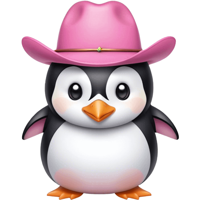 penguin with pink cowboy hat  emoji