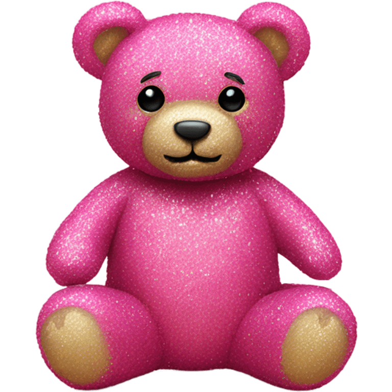 Pink teddy bear made fully of roses with glitter  emoji