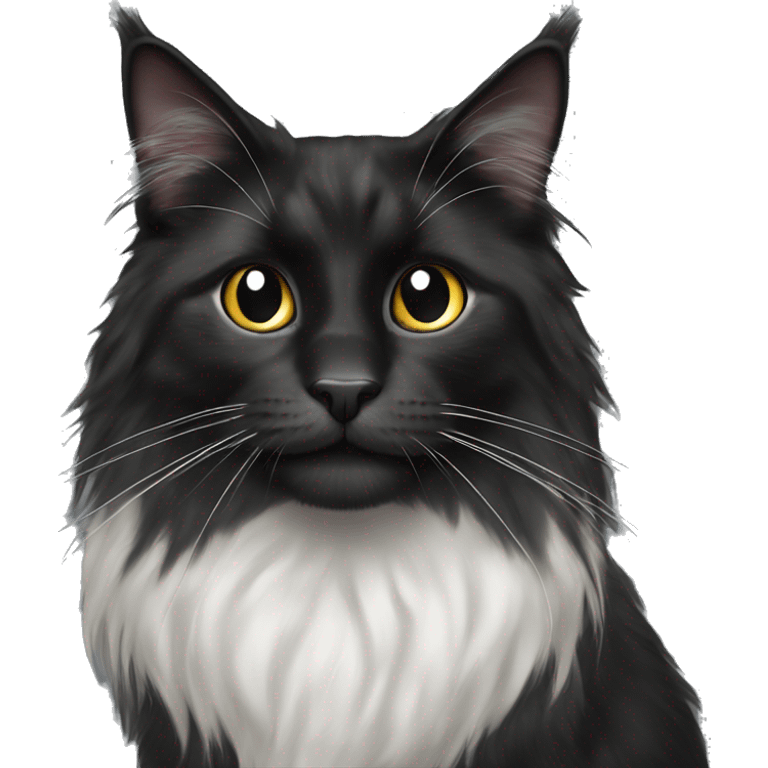 Black domestic long hair cat mix with bit of gray smiling emoji